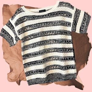NWT | Rondina | 100% cotton |  Black & White Short Sleeve Knit Top | Small